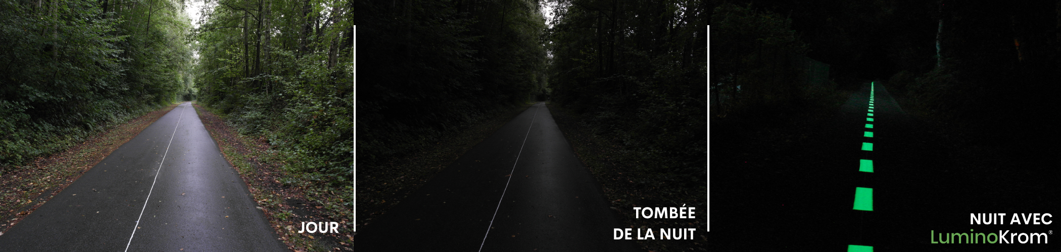 Rendu avant-après une piste cyclable avec LuminoKrom