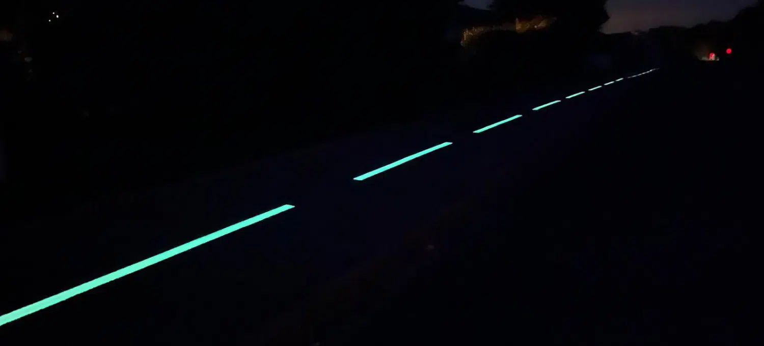 Glow-in-the-dark paint for safer bike paths at night